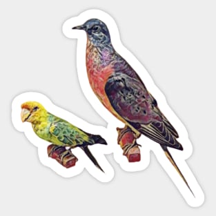 Extinct Birds (passenger pigeon and Carolina parakeet) Sticker